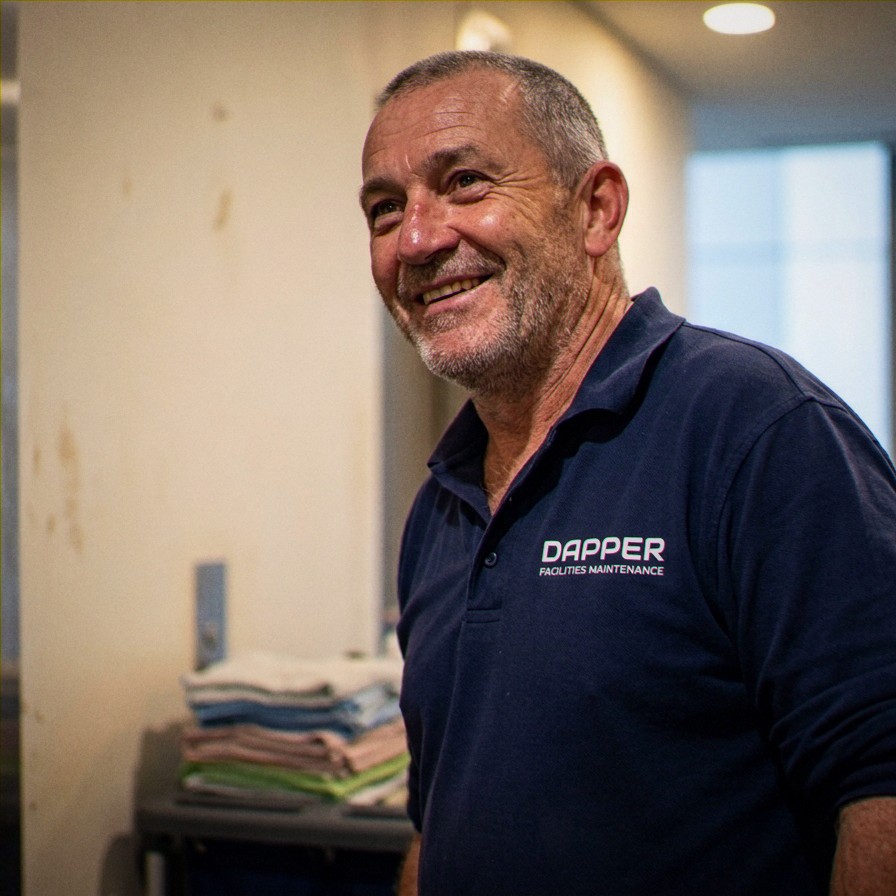 Dapper cleaning team member